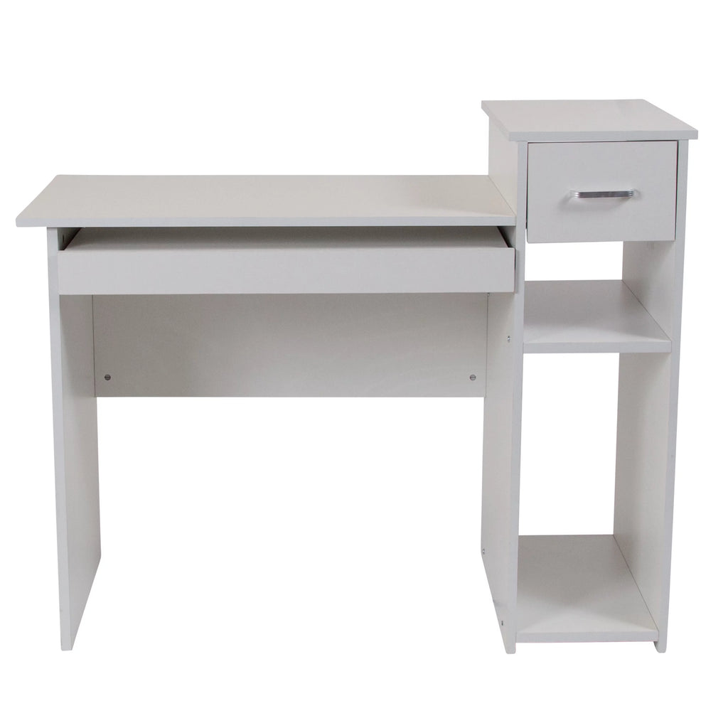 White Computer Desk with Shelves and Drawer N295