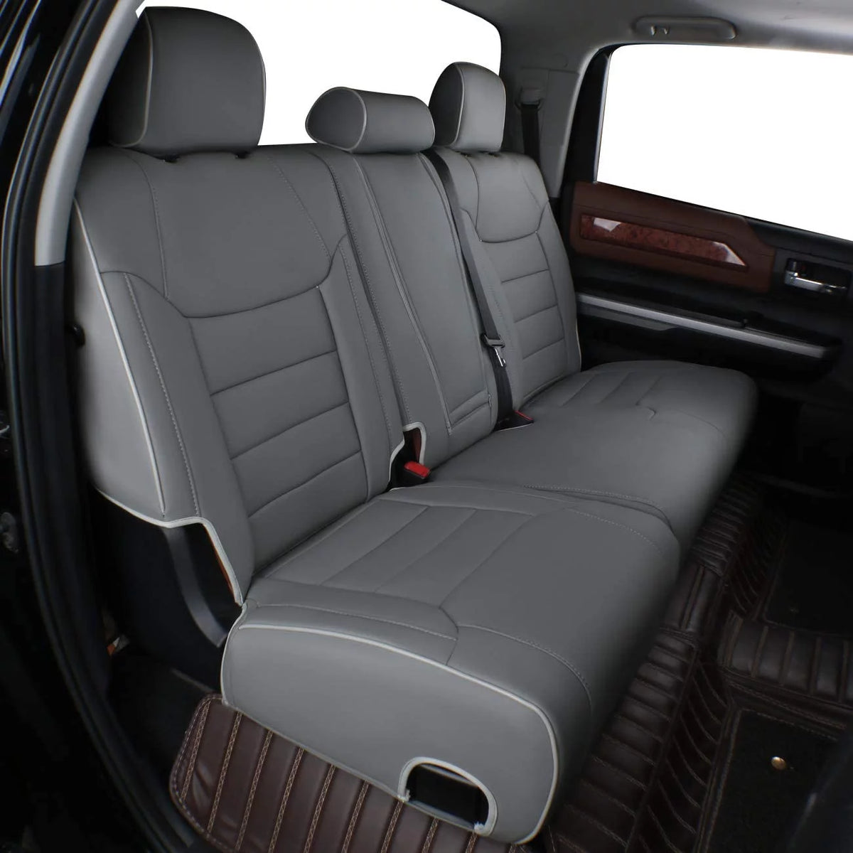 Custom Fit Leatherette Car Seat Covers Full Set Gray T173417