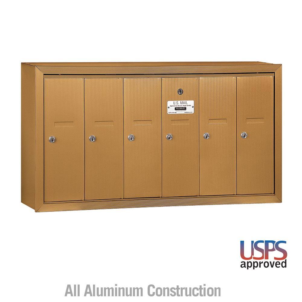 Brass Vertical Mailbox, 6 Doors L435352