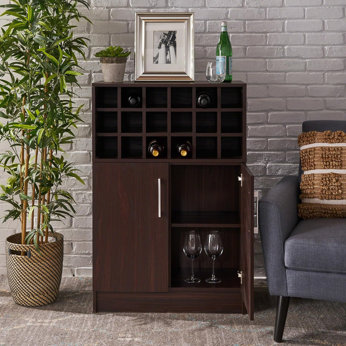Faux Wood Wine Cabinet O413