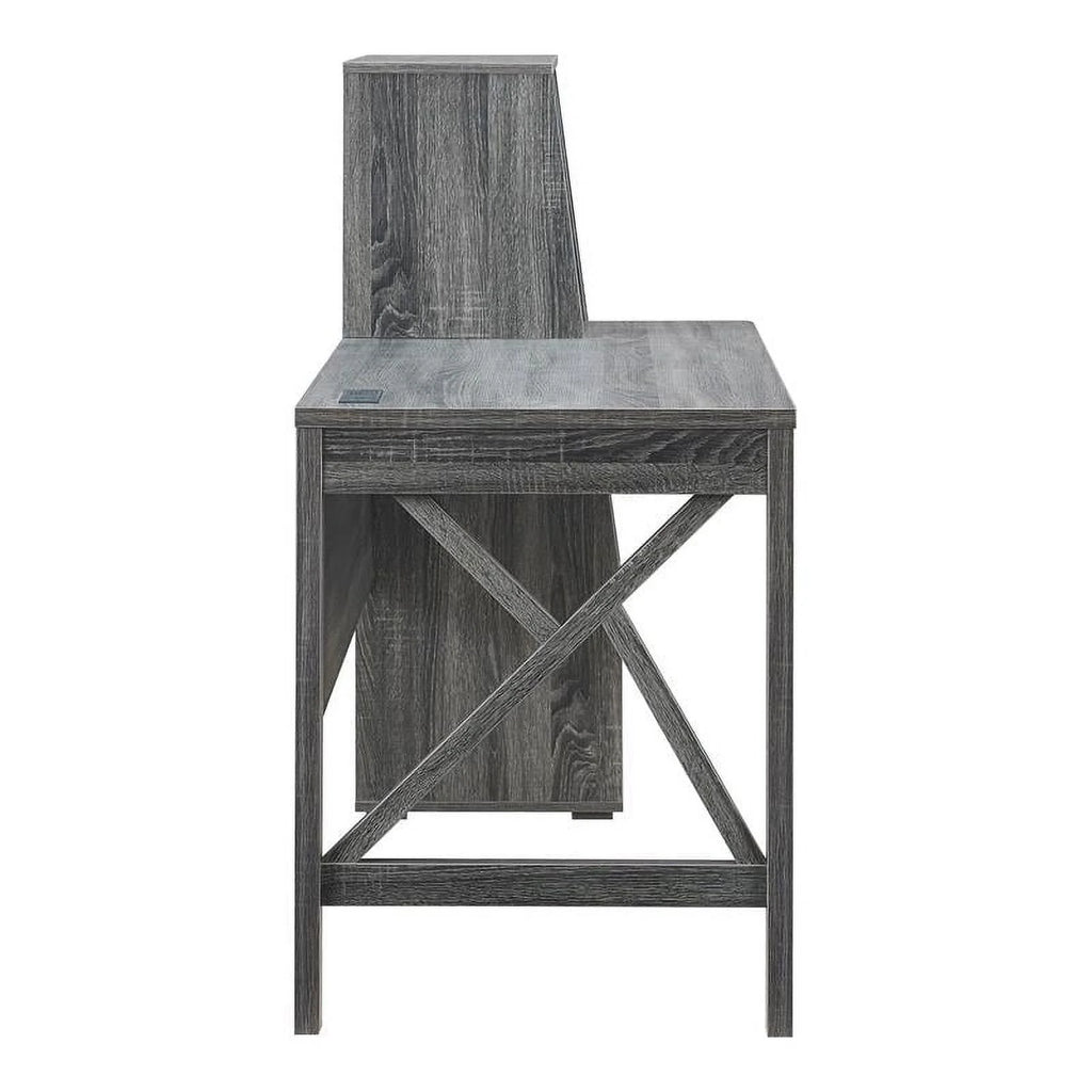 Contemporary Distressed Gray Wood Desk O586