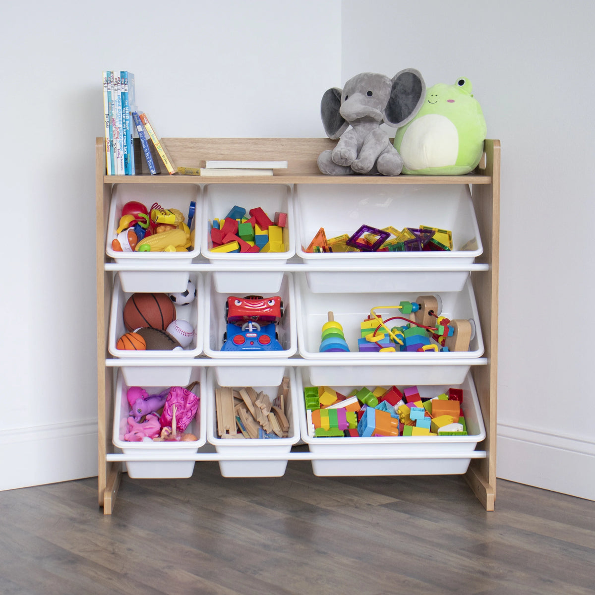 Toy Storage Organizer with Shelf and 9 Storage Bins X343