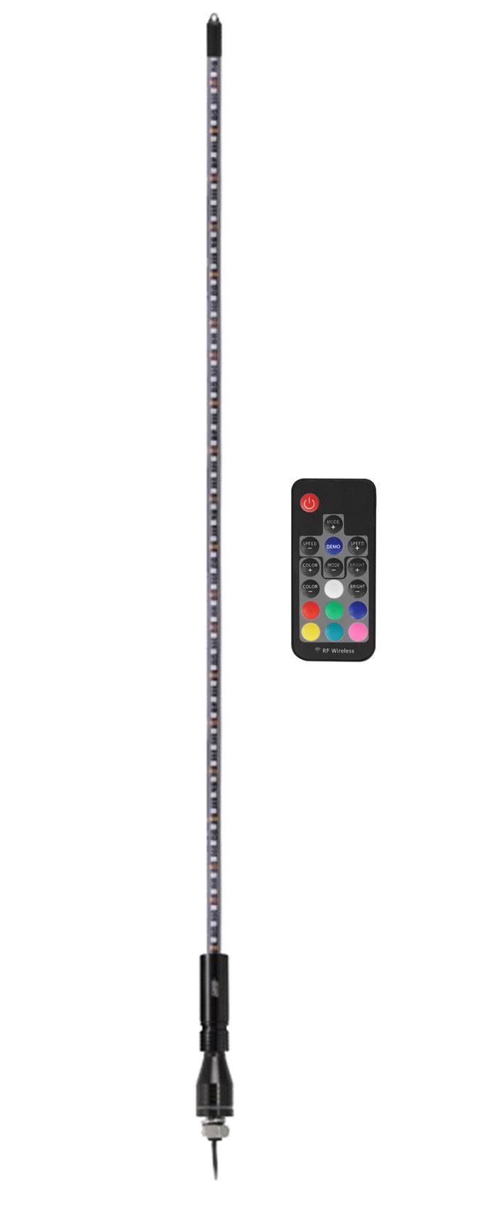 RGB LED Whip Antenna with Flag 4ft D103
