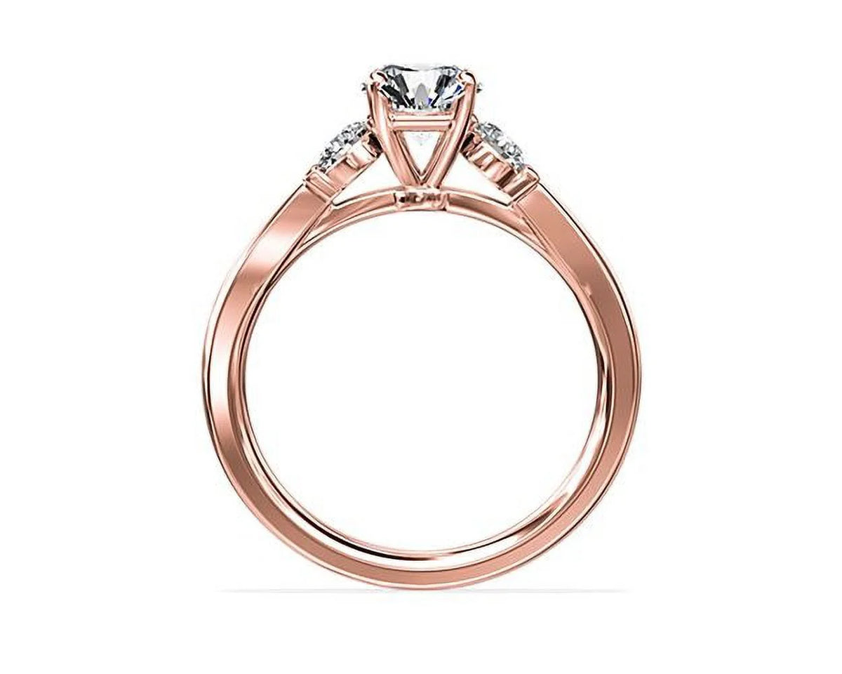 Oval Cut Natural Diamond Three Stone Ring Solid 14K Rose Gold Size 4 H374396