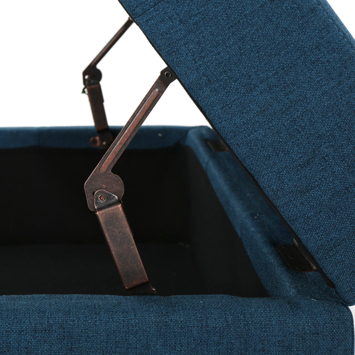Navy Blue Tufted Fabric Storage Ottoman with Rolling Casters Q501