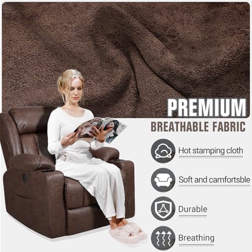 Brown Massage Rocking Recliner Chair with Heat and USB F698241