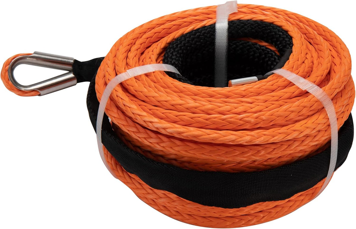 3/8 x 100 ft Synthetic Winch Rope with Hook and Protective Sleeve A21272