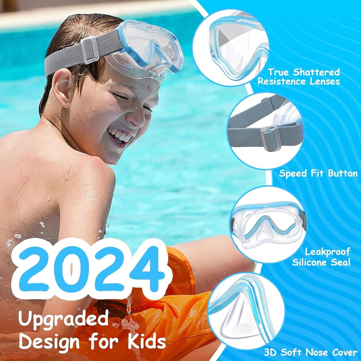 Children's Swimming Goggles with Nose Mask N627228
