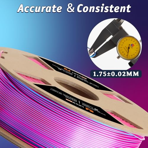 3D Printer Filament Tricolor PLA Filament 1.75mm Silk Rainbow Filament Green-Red-Blue 2.2lbs/Spool K783739