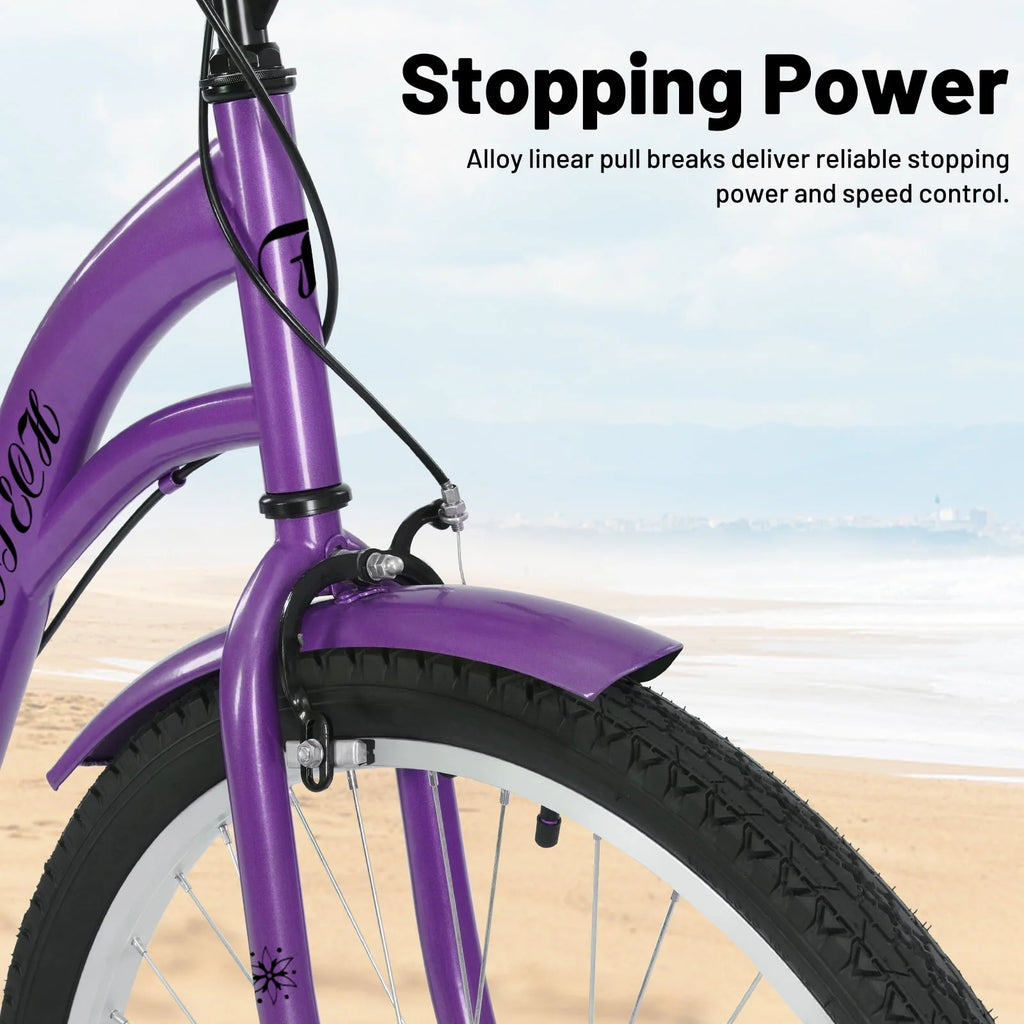 White 26 inch 7 Speed Foldable Cruiser Bike with Basket P729
