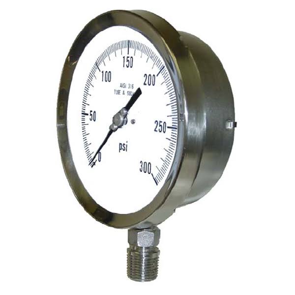 Process Pressure Gauge 0-100 PSI Stainless Steel Safety Case F55288