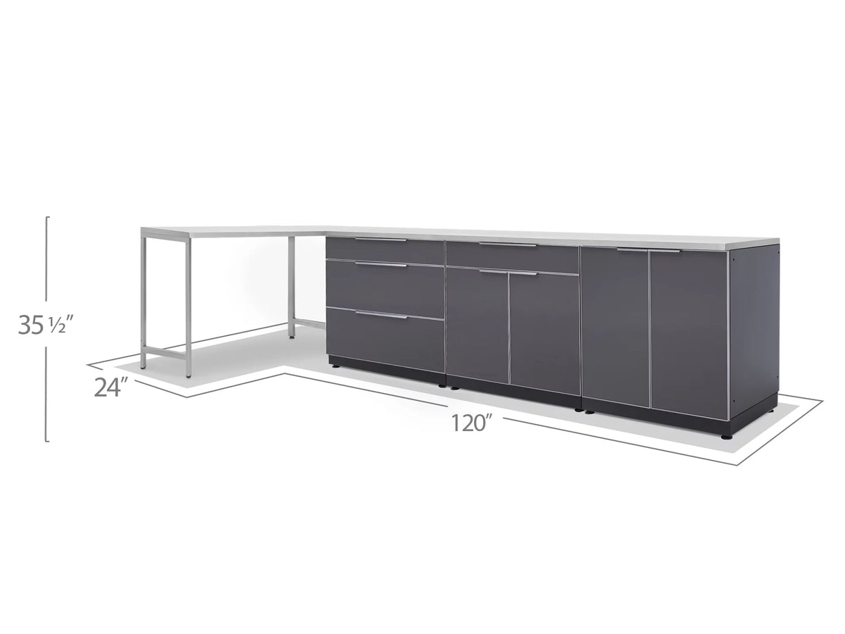 5 Piece Outdoor Kitchen Cabinet Set with Countertops J23526