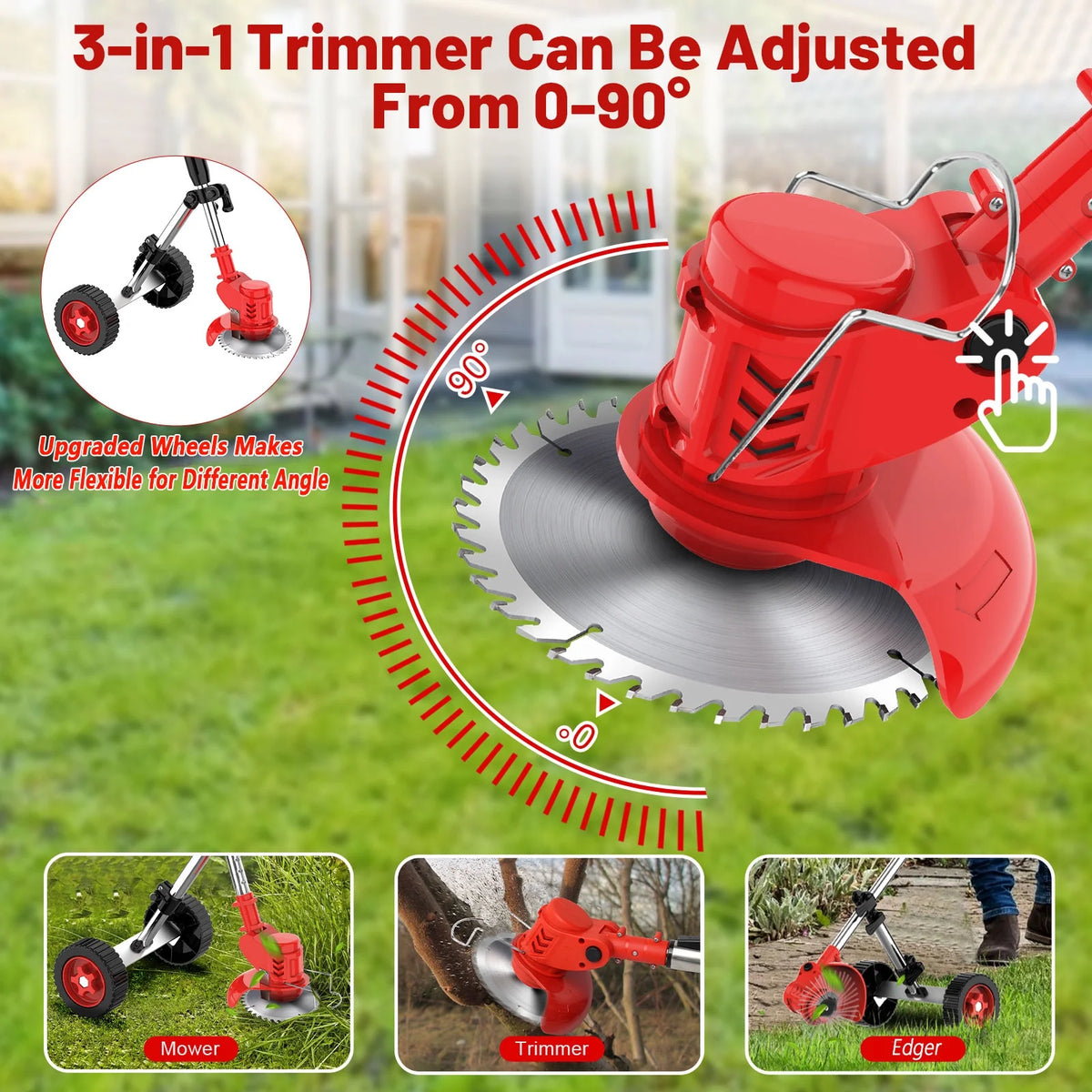 Cordless Electric Grass Trimmer & Edger 6 inch 3-in-1 R8340
