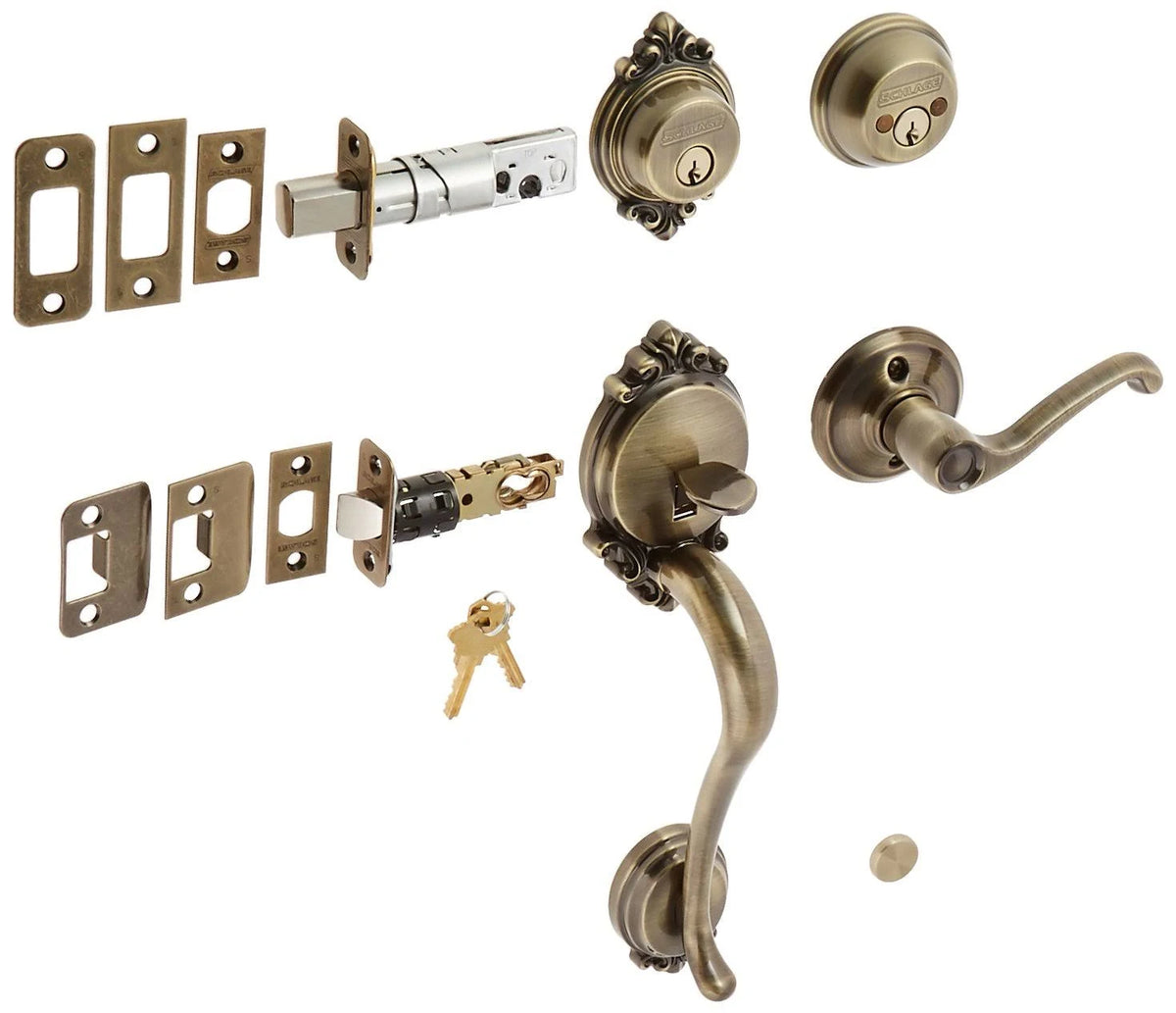 Antique Brass Double Cylinder Handleset K6396