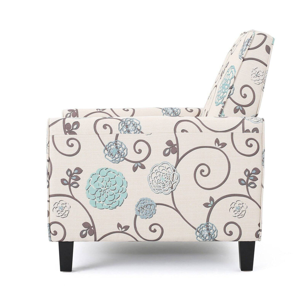 White and Blue Fabric Recliner Q560622