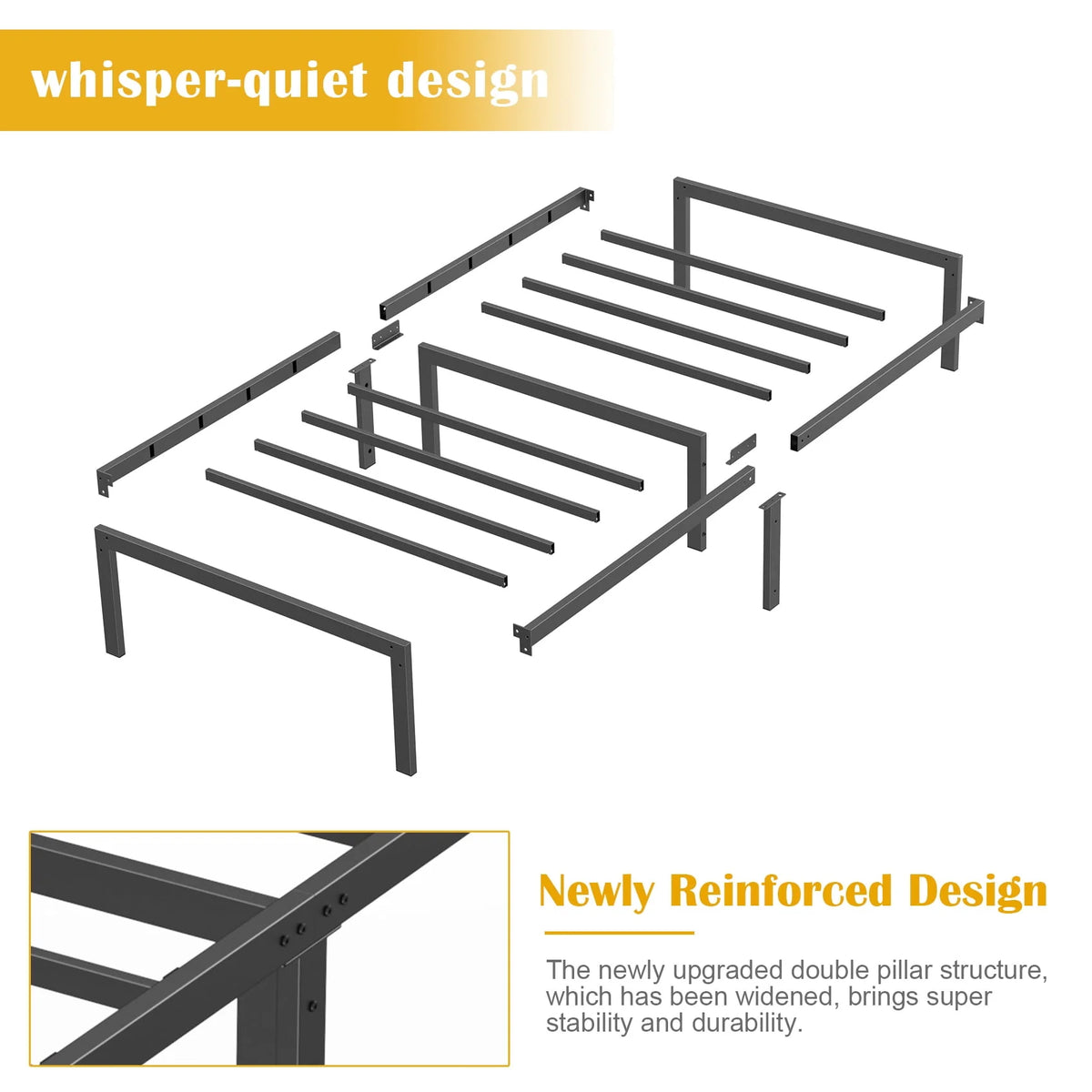 Queen Size Black Metal Platform Bed Frame A891