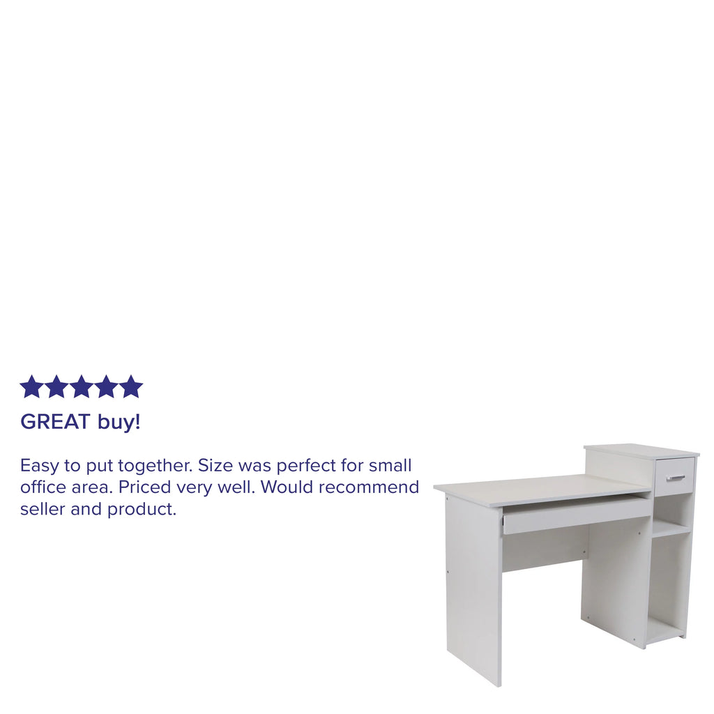 White Computer Desk with Shelves and Drawer N295