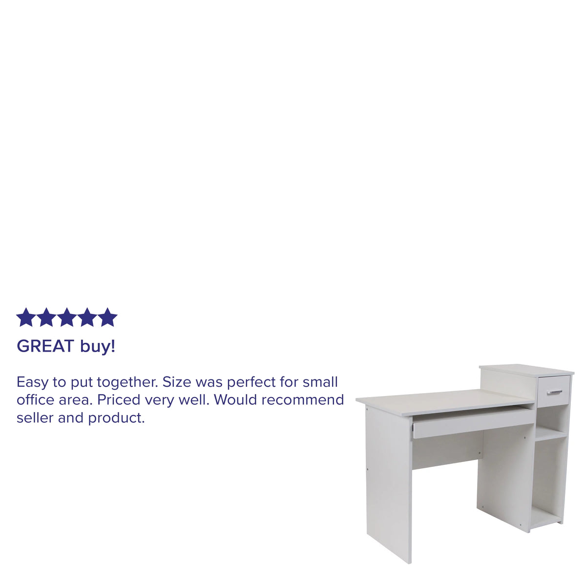 White Computer Desk with Shelves and Drawer N295