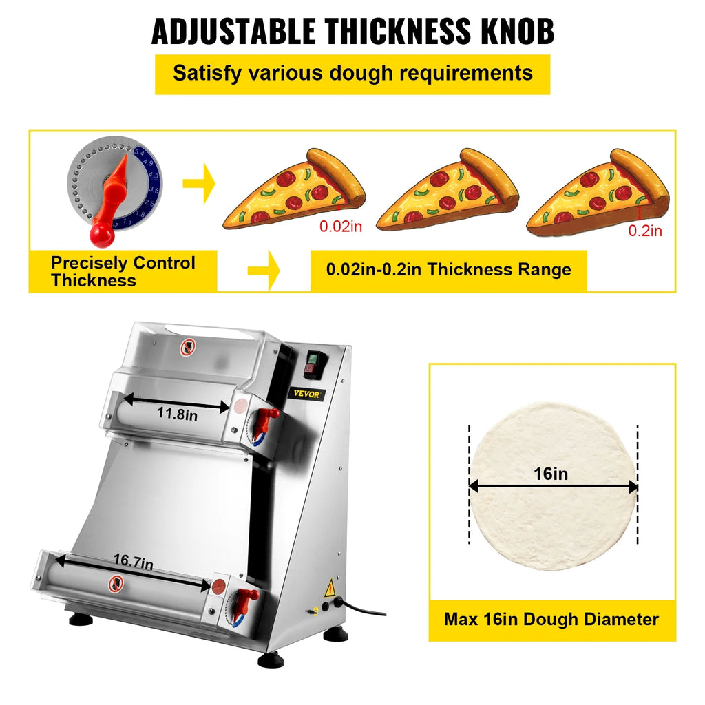 Electric Pizza Dough Roller Machine 15.7inch 370W A650