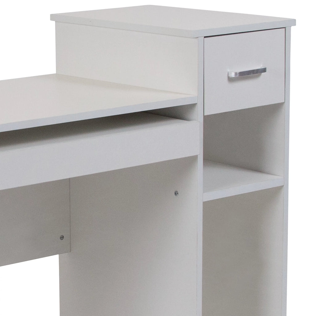 White Computer Desk with Shelves and Drawer N295