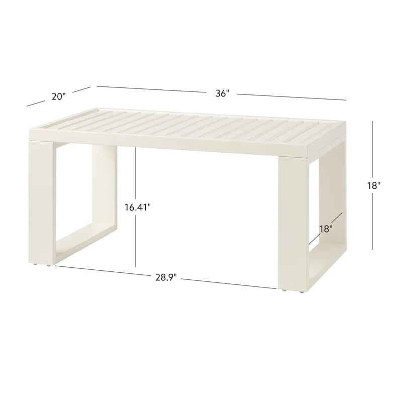 Outdoor Wooden Coffee Table with Slatted Top in White W19933