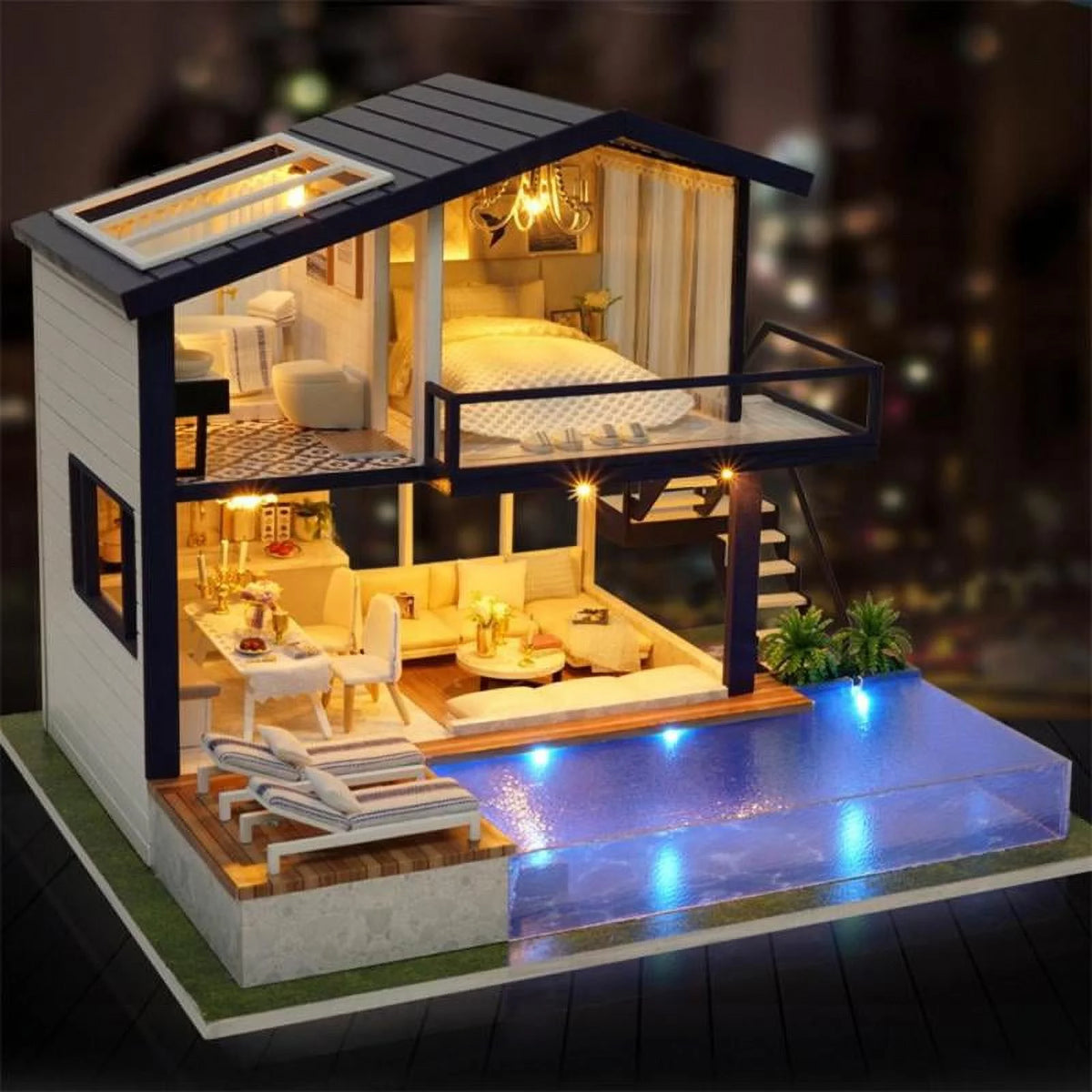 Miniature Dollhouse with LED Light, Swimming H44935
