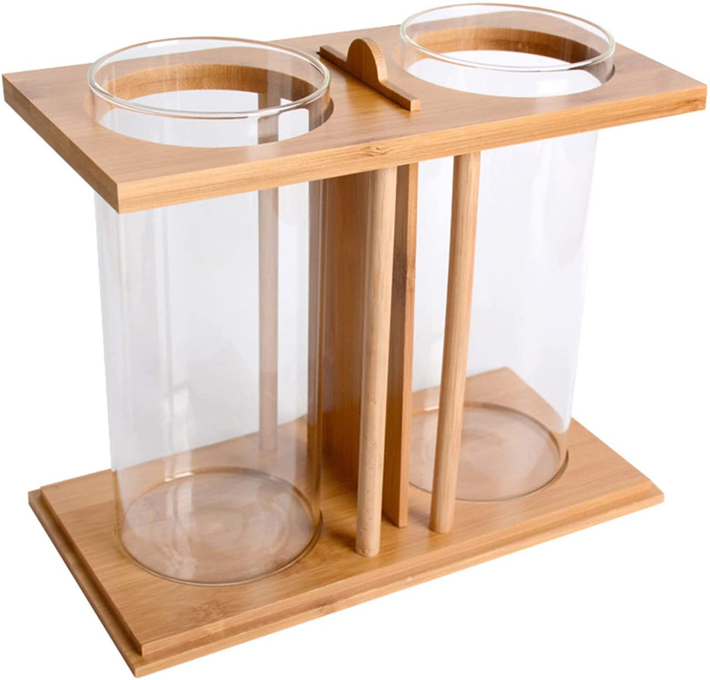 Bamboo Fish Bowl Glass Aquarium Mini Fish Tank Z936