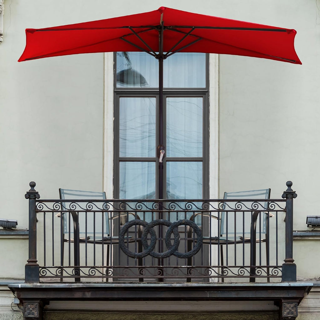 Tan 9-Foot Half Patio Umbrella Q7995