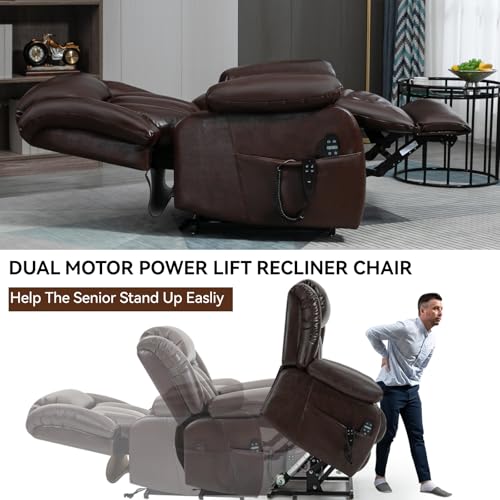 Black Leather Dual Motor Power Lift Recliner Chair K54120