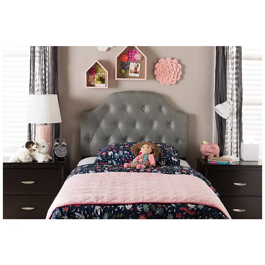 Grey Fabric Upholstered Twin Size Headboard Z15555