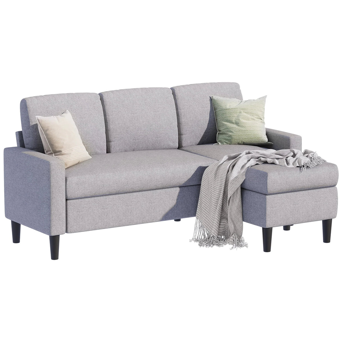 Convertible Sectional Sofa L-Shaped 3-Seat Couch with Reversible Chaise O65690