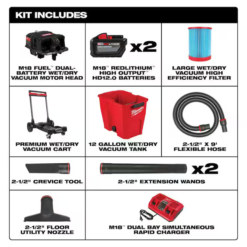 12 Gal. Cordless Wet/Dry Shop Vac Kit with Filter U149737