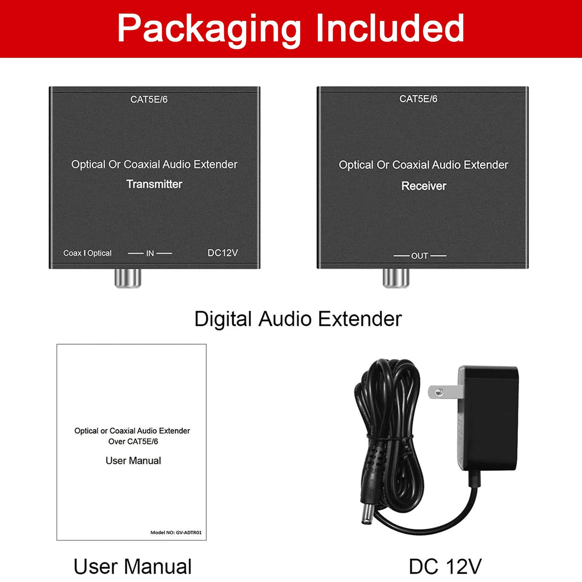 Optical Audio Extender over Cat5E/6 Cable up to 300m, Pack of 2 D26744