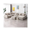 Linen Fabric Reversible Chaise Sectional Sofa X868417