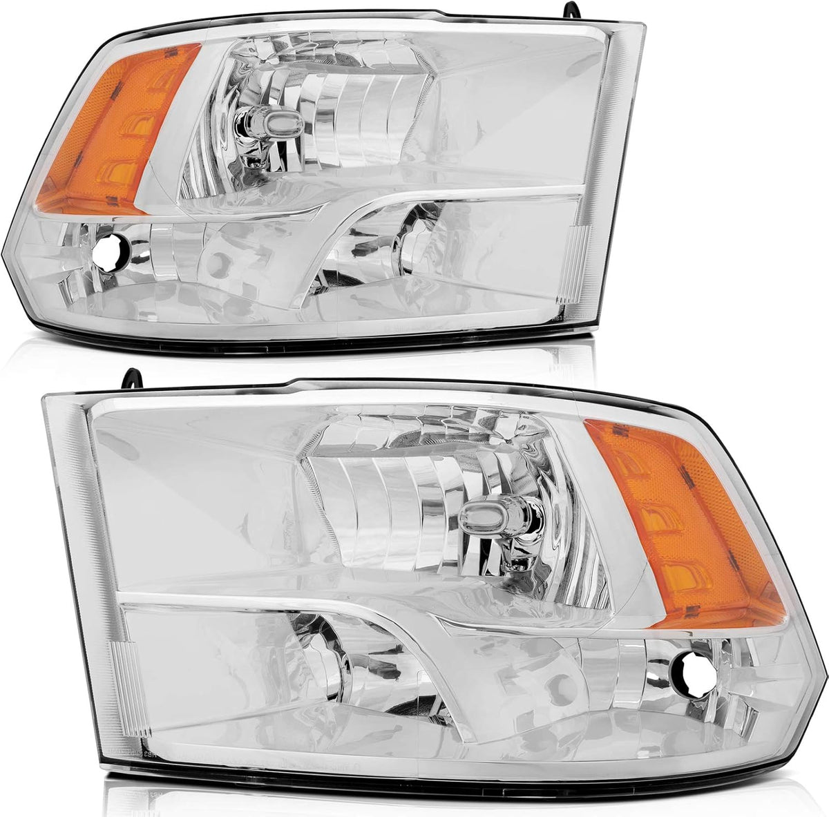 Chrome Housing Clear Reflector Clear Lens Headlight Assembly O990230