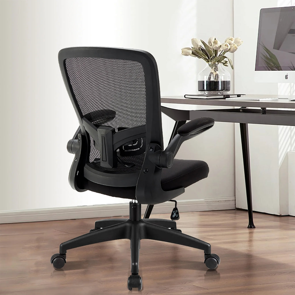 Black Ergonomic Office Chair with Lumbar Support and Flip up Arms G79367
