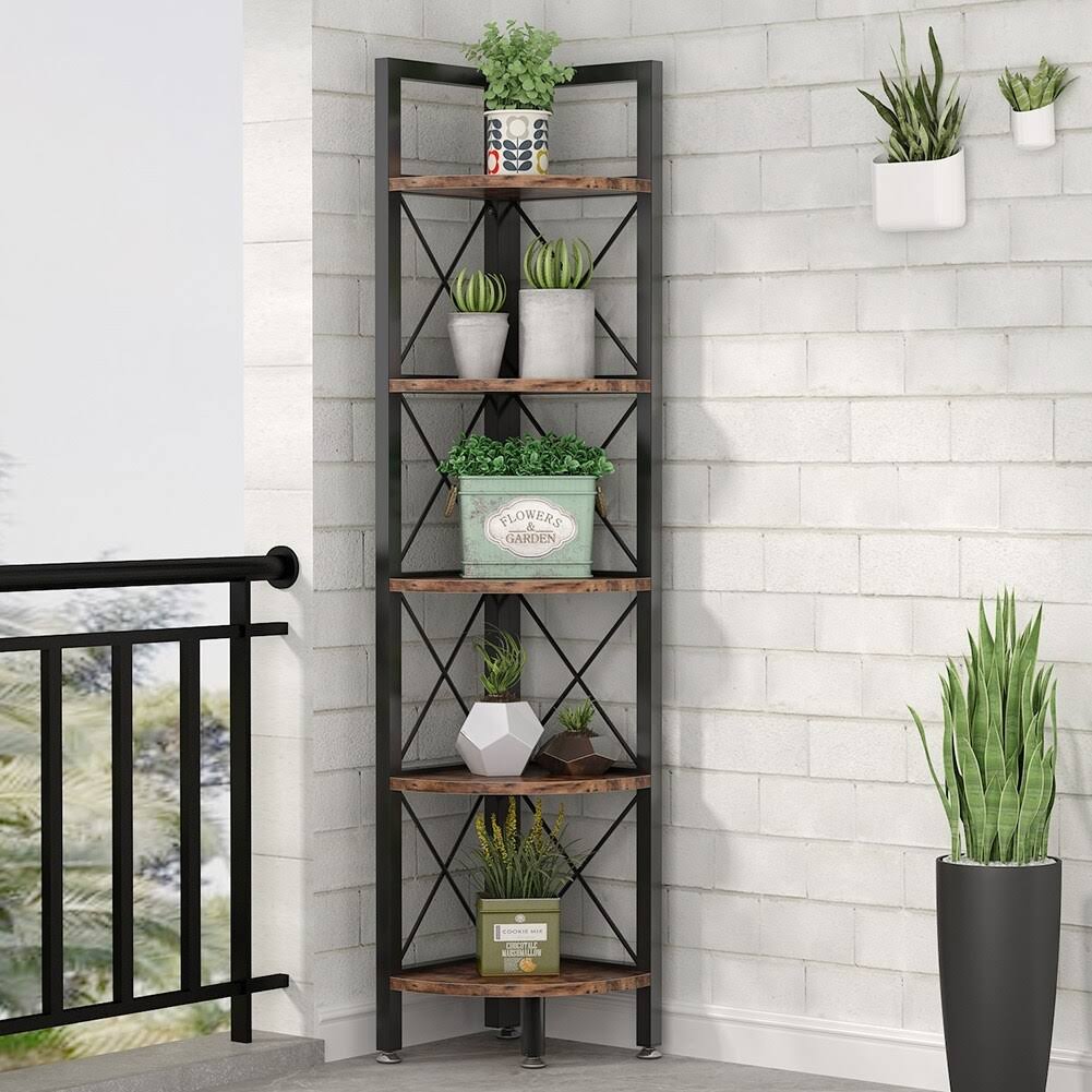 5-Tier Corner Bookshelf Black W763