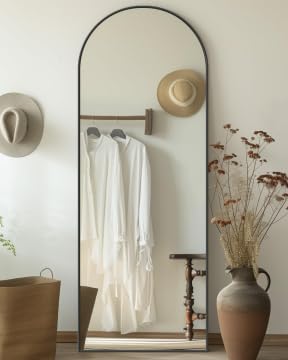 Arched Full Length Mirror 76"x34" Black Z3289