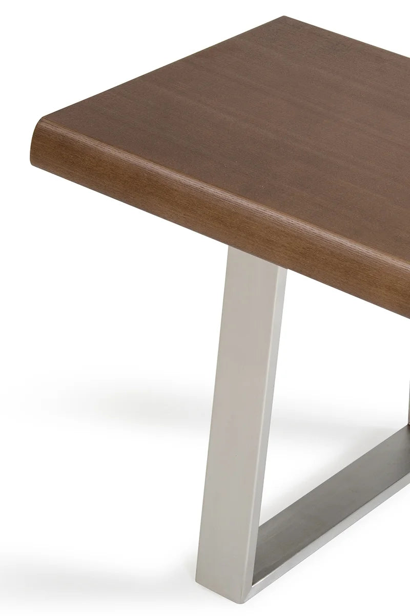 17-inch Walnut Wood and Steel Dining Bench P3554