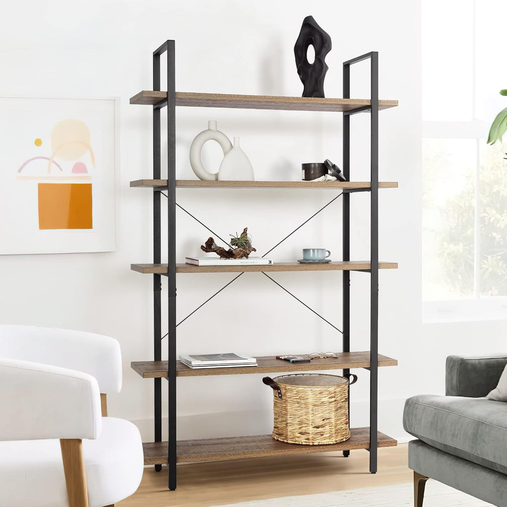 5-Tier Wood and Metal Bookcase S89831
