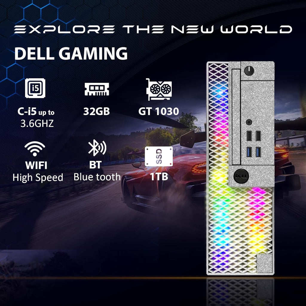 RGB Gaming Desktop Computer, Intel Quad Core I5-6500, GeForce GT 1030 2G GDDR5, 32GB Memory, 1T SSD, Win 10 Pro C68363