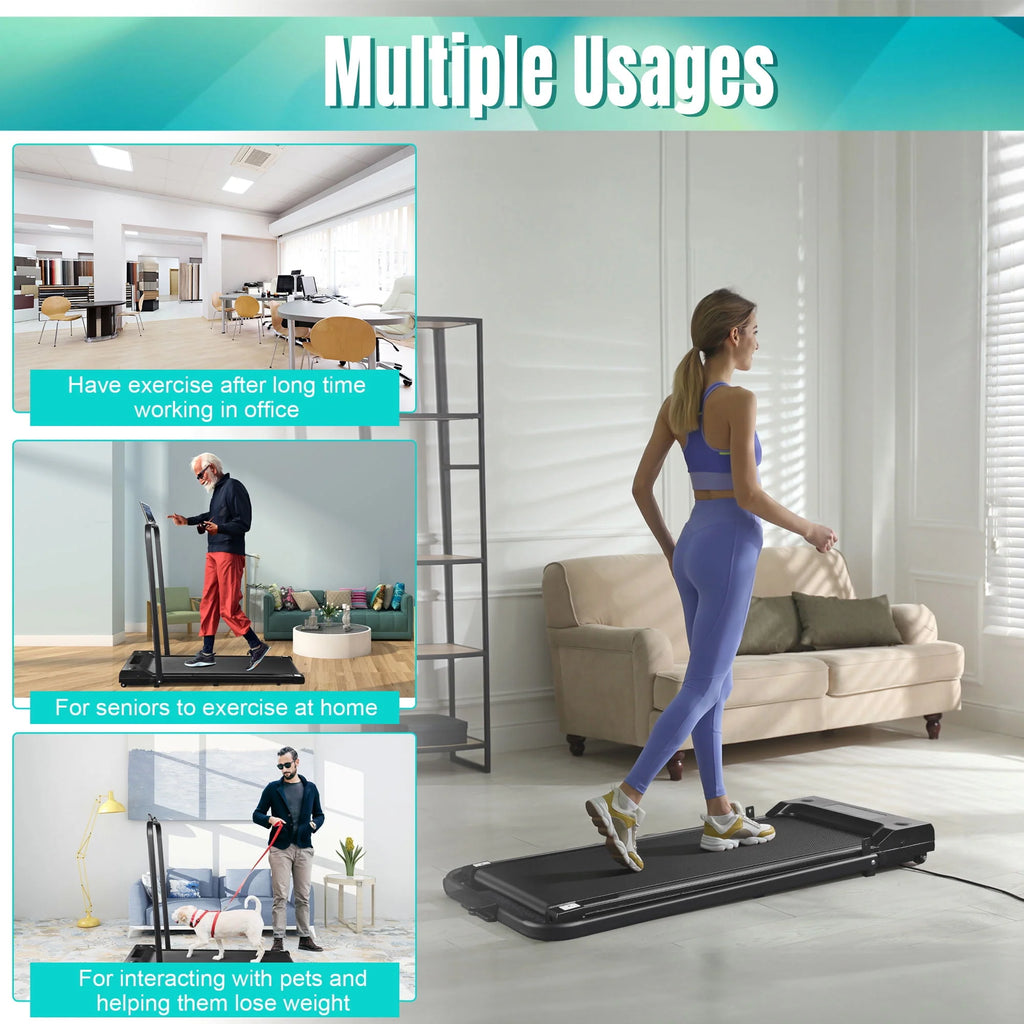 White Folding Electric Treadmill with LCD Display K586