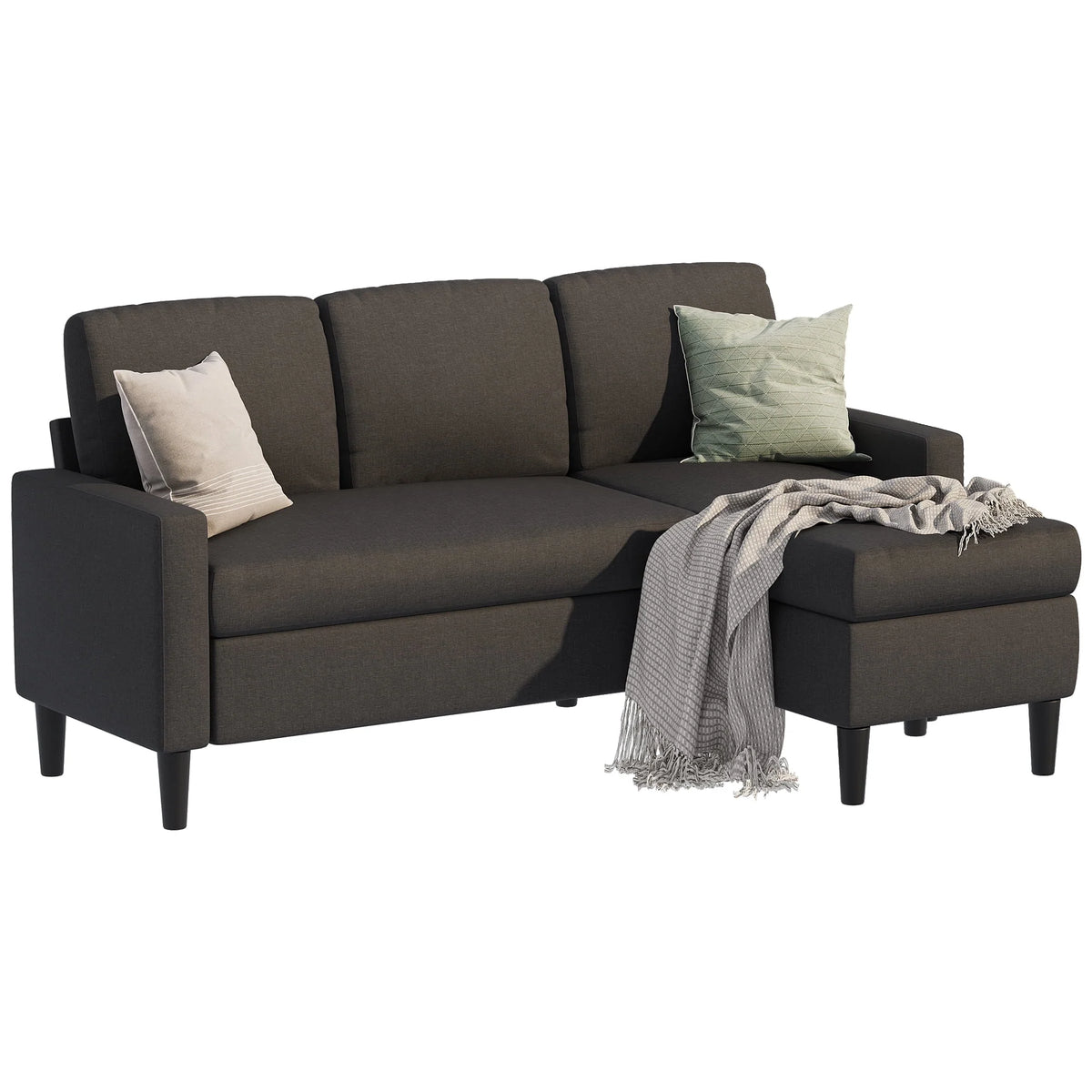 Convertible Sectional Sofa L-Shaped 3-Seat Couch with Reversible Chaise O65690