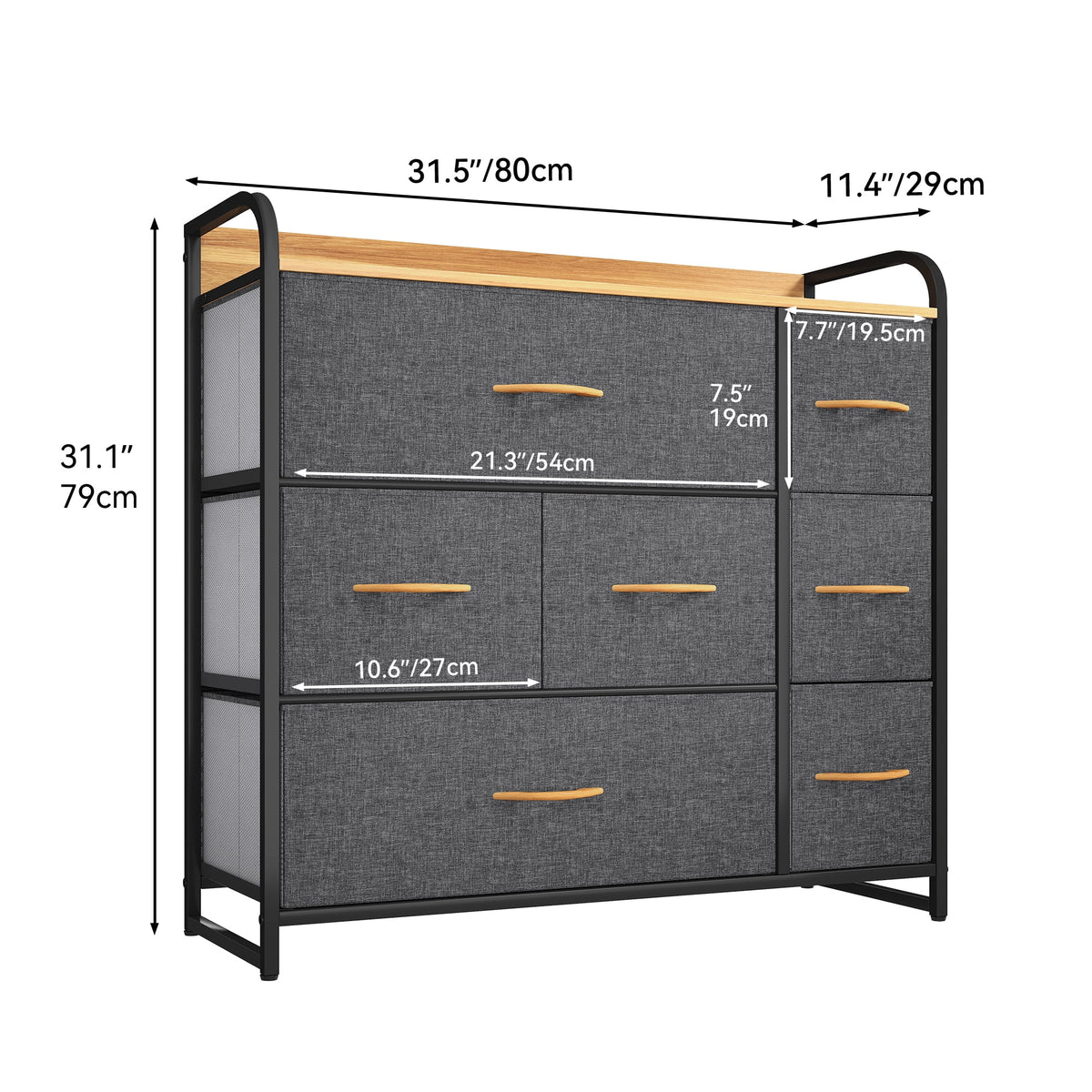 Light Gray 7 Drawer Fabric Dresser R238902