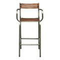 Brown Wood and Metal Frame Bar Stool F48926