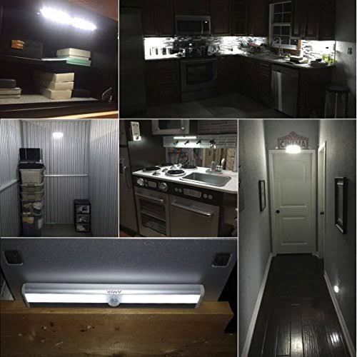 Motion Sensor Closet Lights, Portable 10-LED Wireless Cabinet Light Bar with Magn A9075