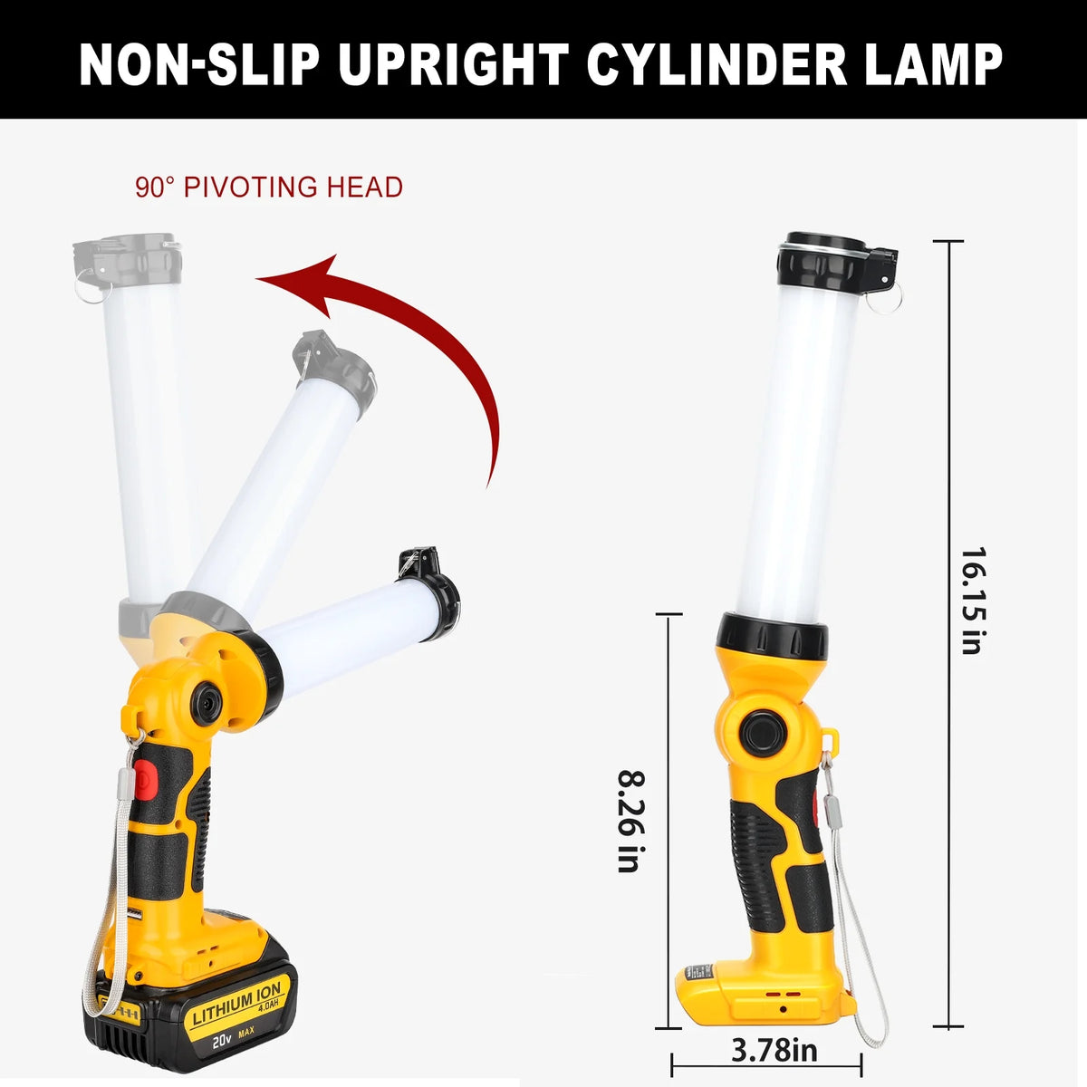360° Outdoor Camping Lantern with Hooks, 26W 2000LM, for Dewalt 20V Li-ion Battery K8804