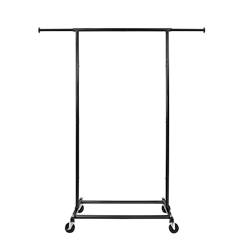 Black Rolling Clothing Garment Rack with Lockable Wheels V845034