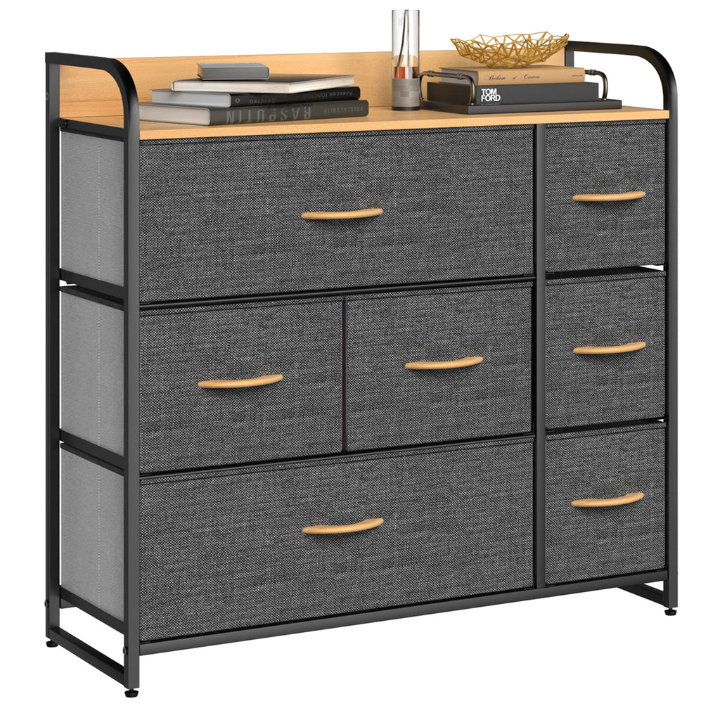 Light Gray 7 Drawer Fabric Dresser R238902