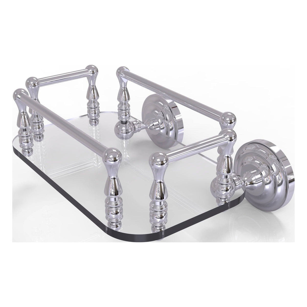 Polished Chrome Wall Mounted Glass Guest Towel Tray A86353
